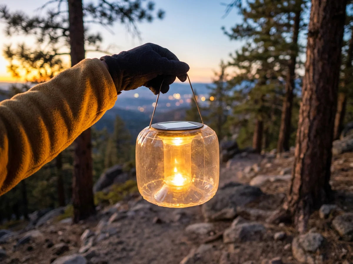 Inflatable Solar Camping Lantern — 2-in-1 LED Light & USB Power Bank, Packable